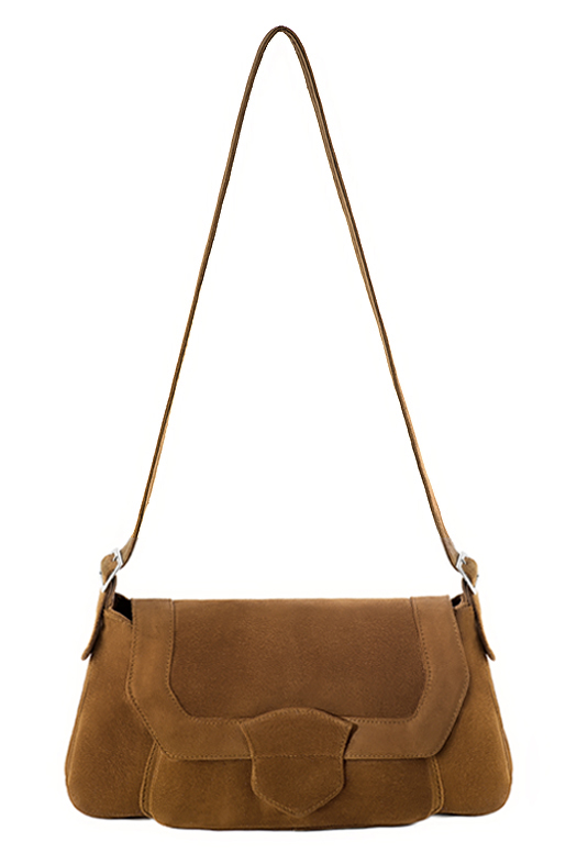 Dress handbag in caramel brown leather - Top view